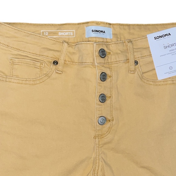 Sonoma NWT High Rise Button Fly Yellow Raw Hem Shorts perfect for summer Size:12 - Picture 5 of 10